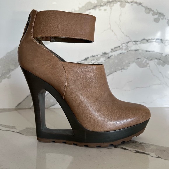BCBGMaxAzria Runway Leather Cut-out Wedge Booties - Picture 3 of 8